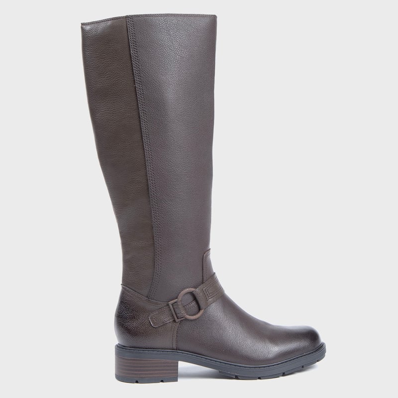 CLARKS Bota Mujer Cuero Cafe Clarks falabella
