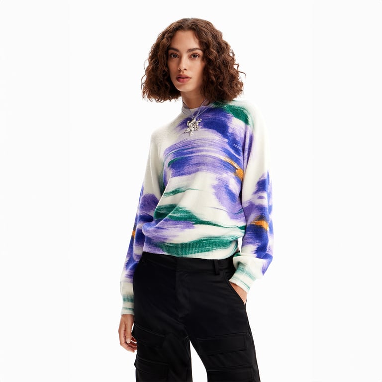 Felpa Reversibile Desigual - Grigio Con Stampa Tropicale Interna - Taglia L