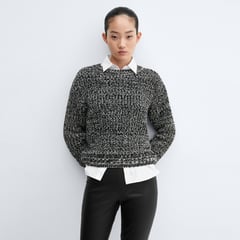 MANGO - Sweater Jaspeado Cuello Redondo Mujer Mango