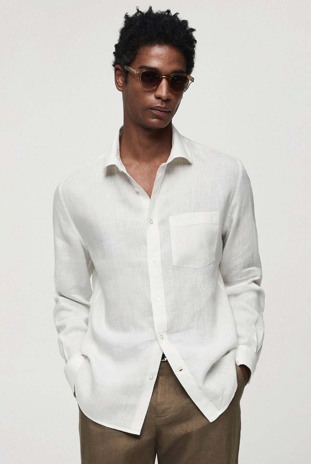 Camisa Classic Fit 100 Lino Hombre Mango Man
