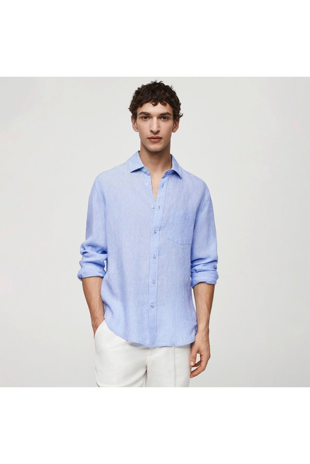 Camisa lino mango hombre hotsell