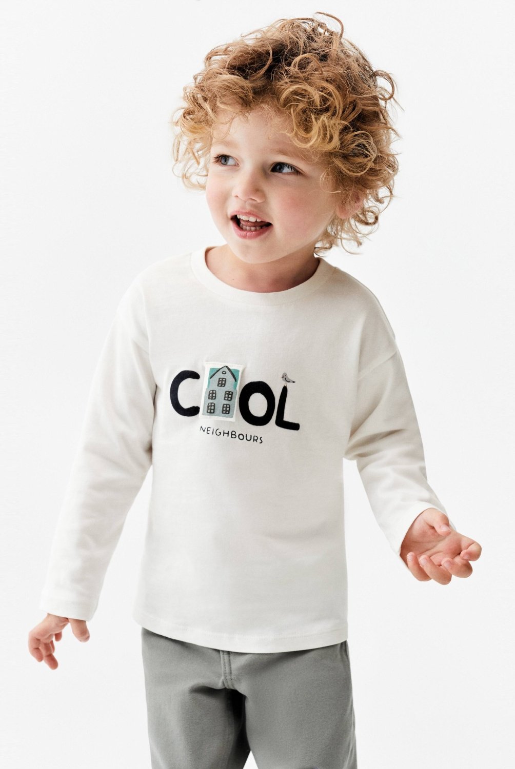 Polera Manga Larga Mensaje Bebe Nino Mango Kids