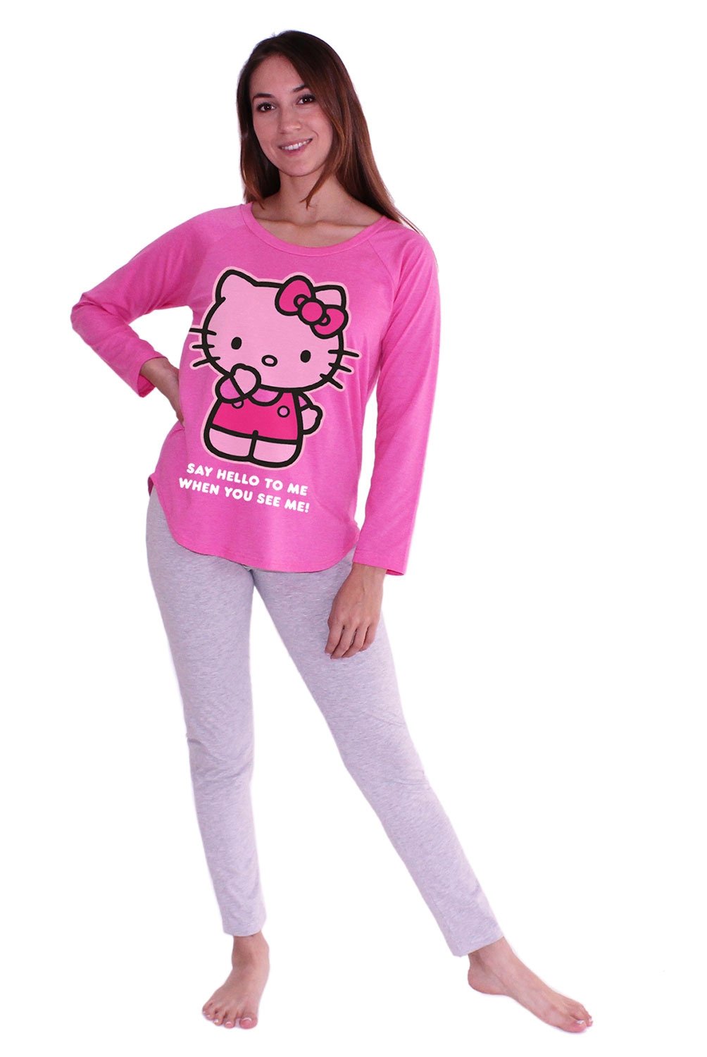 HELLO KITTY - Pijama Largo +  Bolsa Mujer Hello Kitty