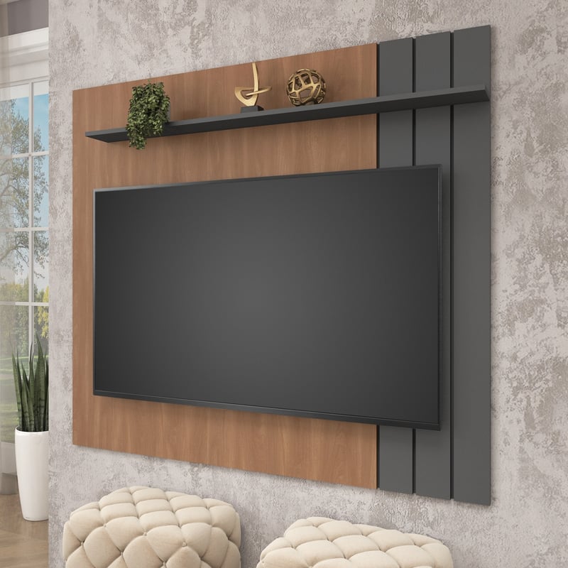 MOBILFRANK - Panel Tv Gris Repisa P660Gr 65 " Mobilfrank