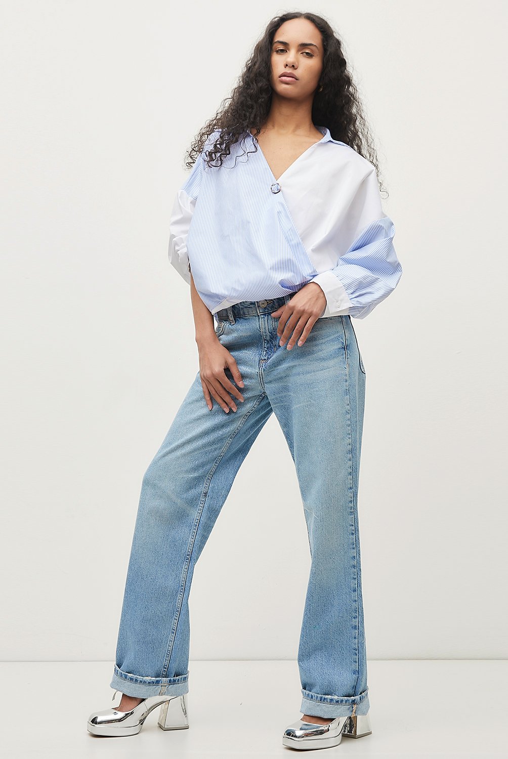 Camisa bicolor mujer shop