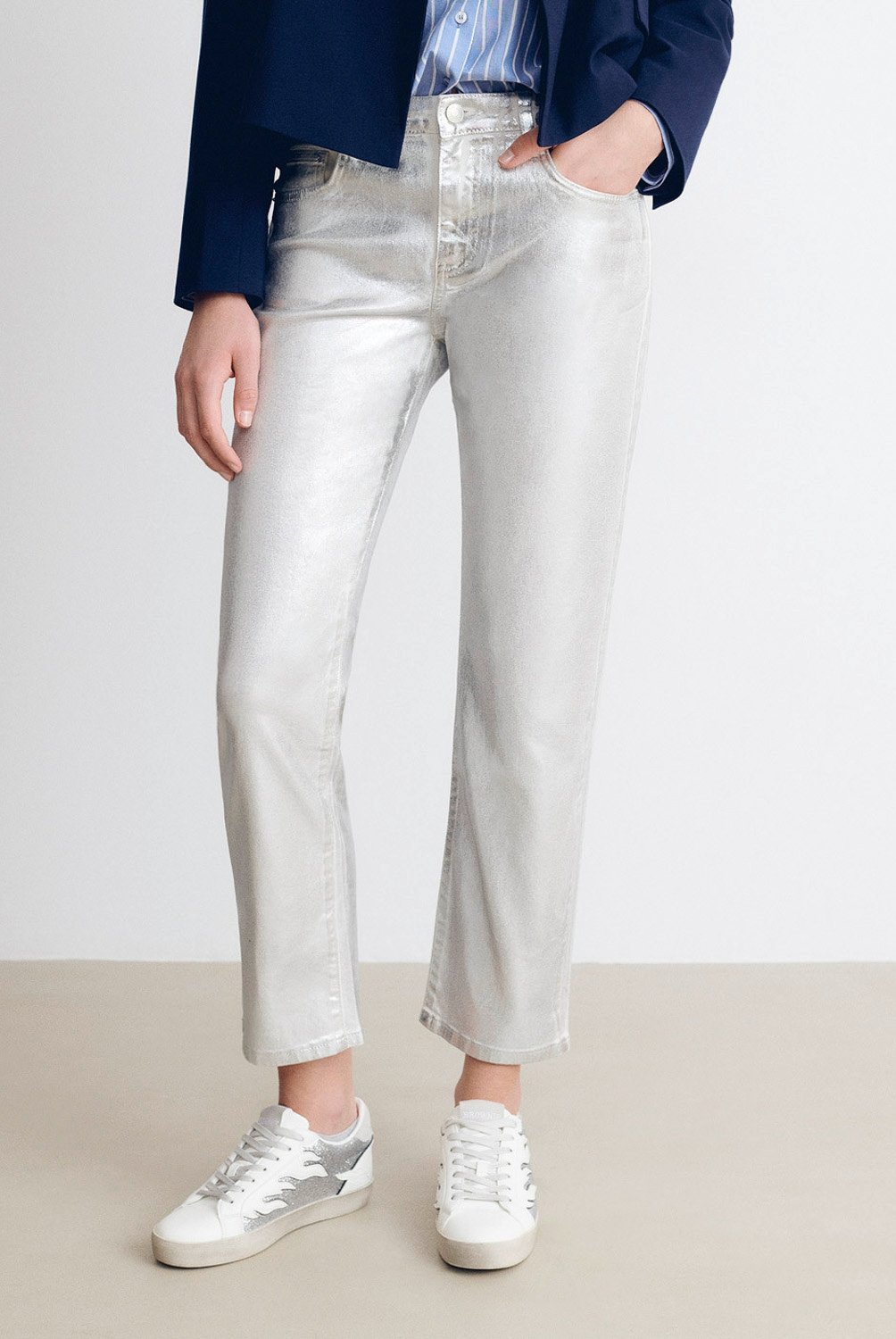Pantalon Laminado 5 Bolsillos Mujer Brownie