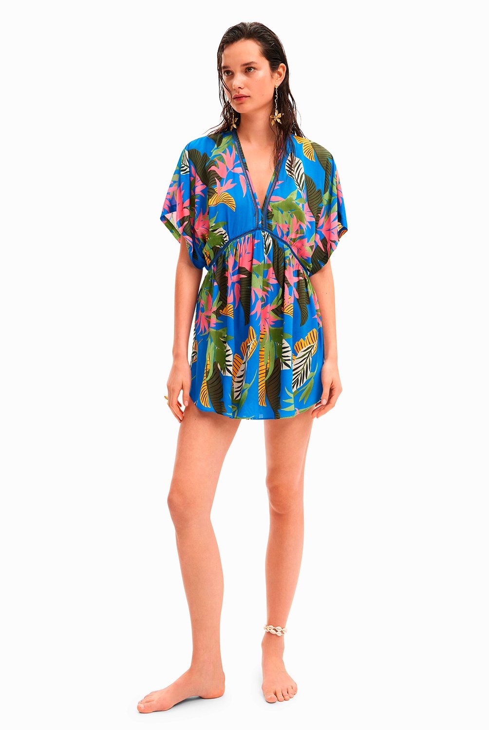 Pare-soleil Desigual Femme – Coupe Slim, Col En V, Sans Manches, Multicolore – Parfait Pour La Plage Ou La Piscine