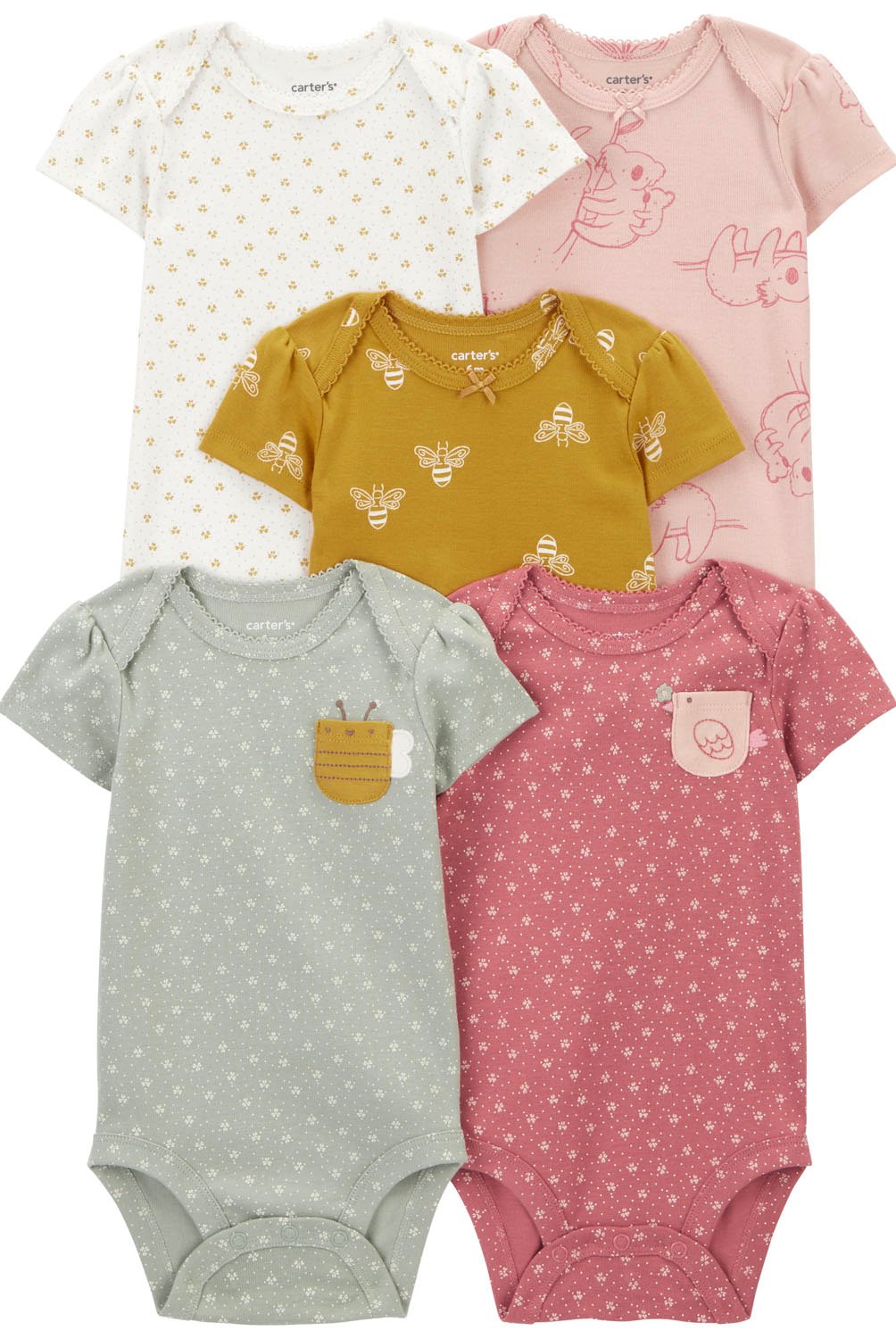 Pack de Bodys Algodon 5 unidades Bebe Nina Carter s