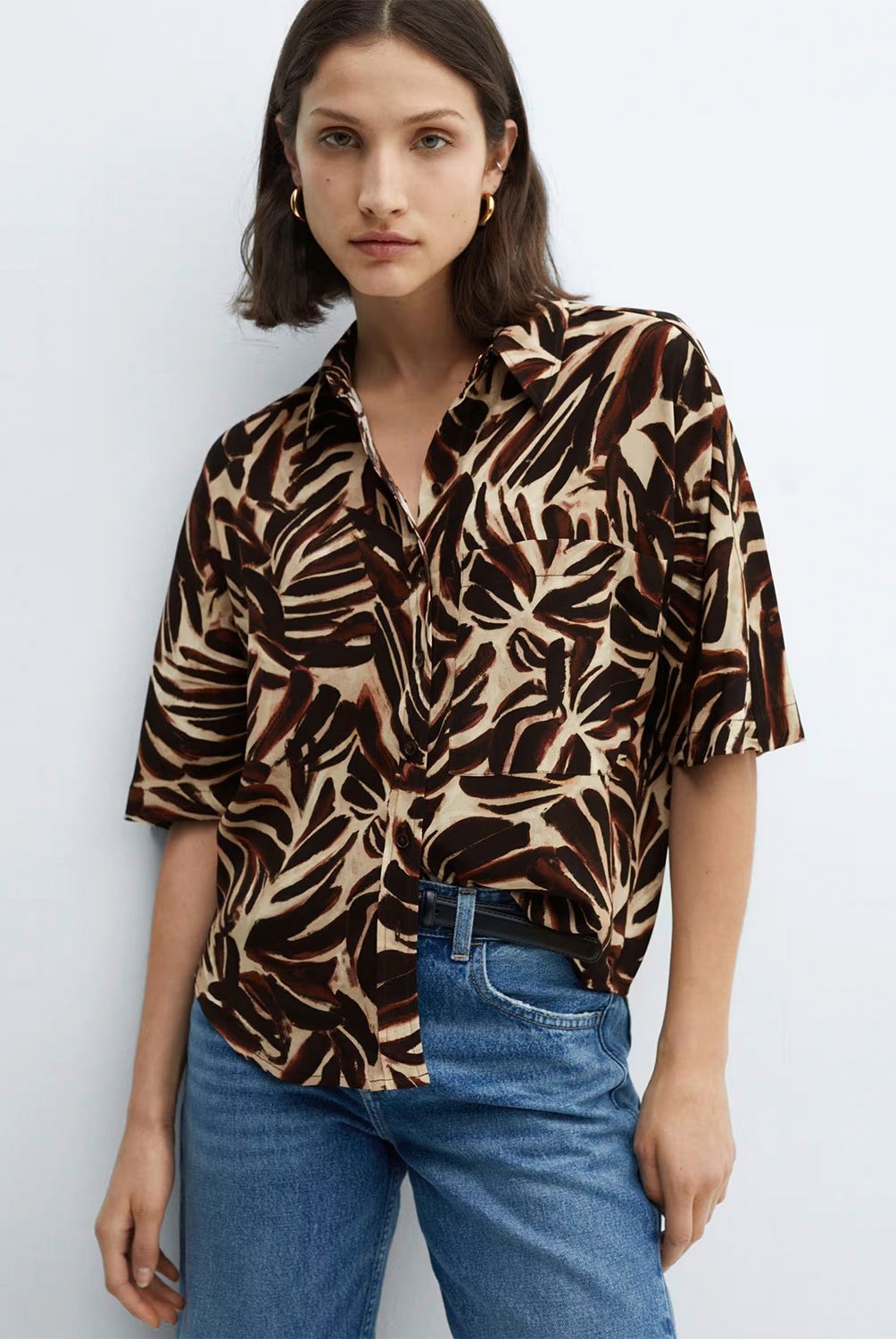 MANGO - Camisa Fluida Estampada Mujer Mango