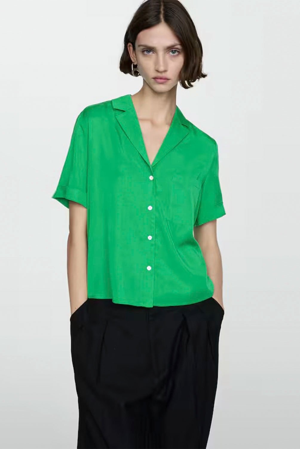 Mango camisa verde mujer sale