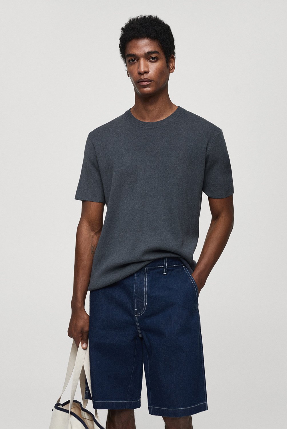MANGO MAN Polera Basica de Algodon Hombre Mango Man falabella