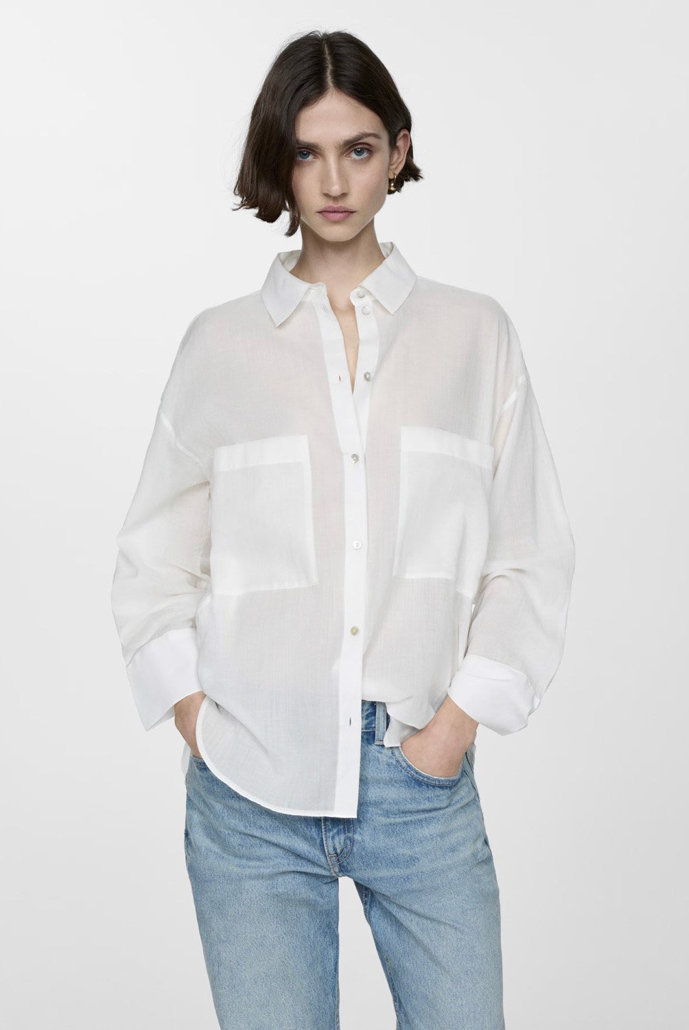 MANGO - Camisa Ramio Bolsillos Mujer Mango