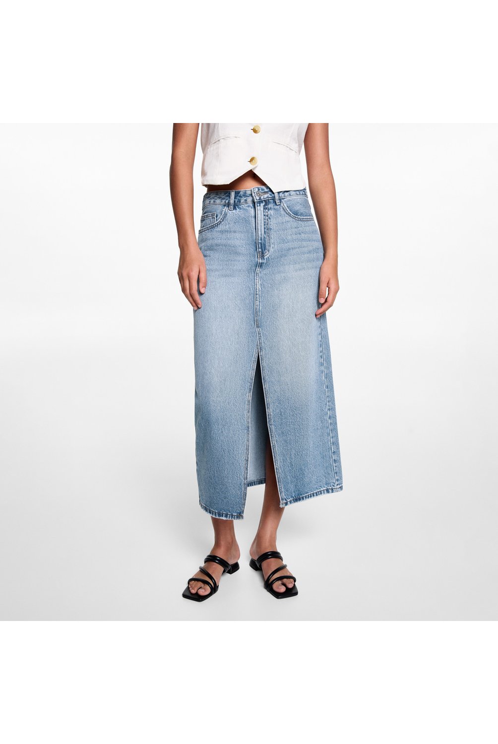 MANGO TEEN Falda Vaquera Abertura Nina Mango Teen falabella