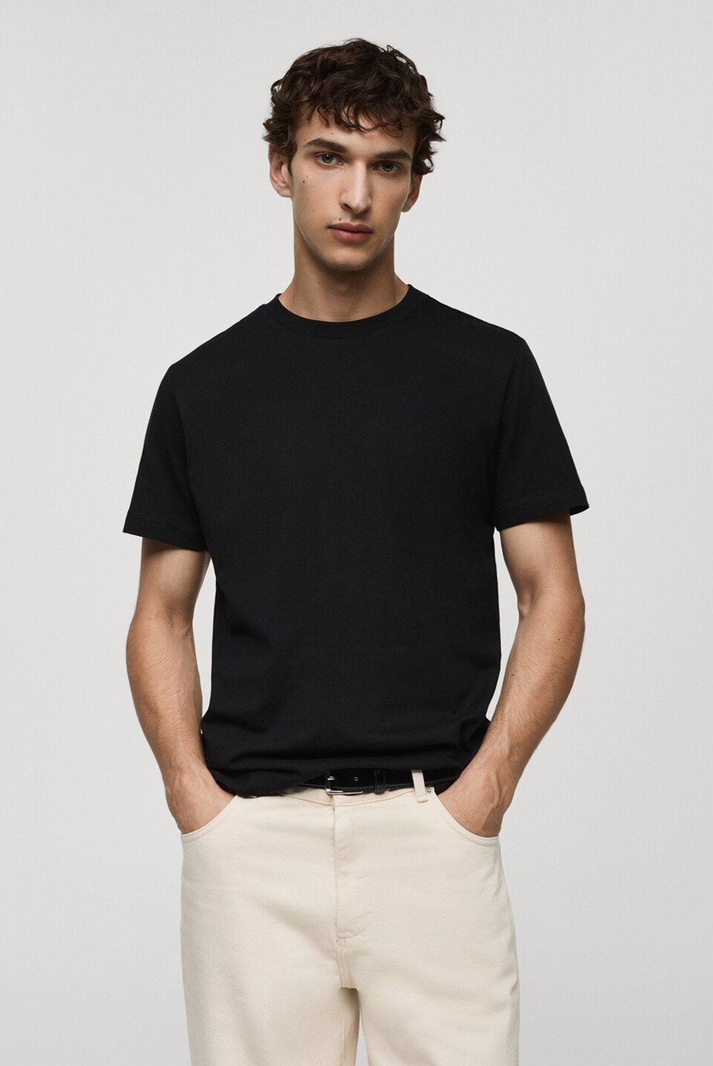 MANGO MAN - Polera Básica Algodón Stretch Hombre Mango Man