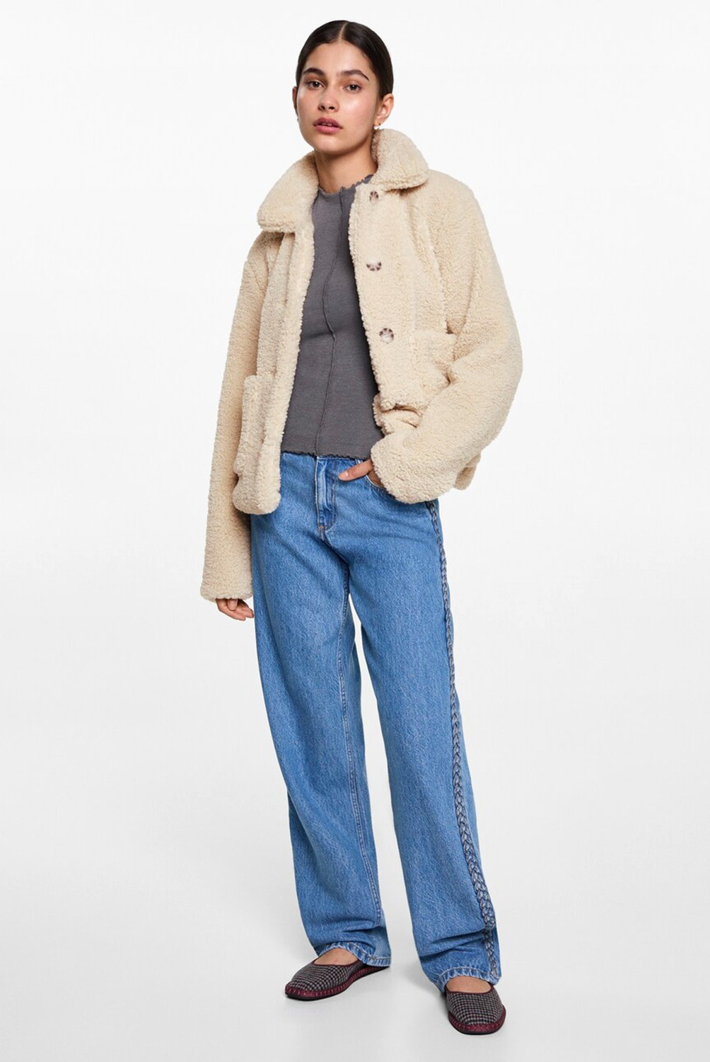 MANGO TEEN - Chaqueta Bolsillos Borreguito Mujer Mango Teen