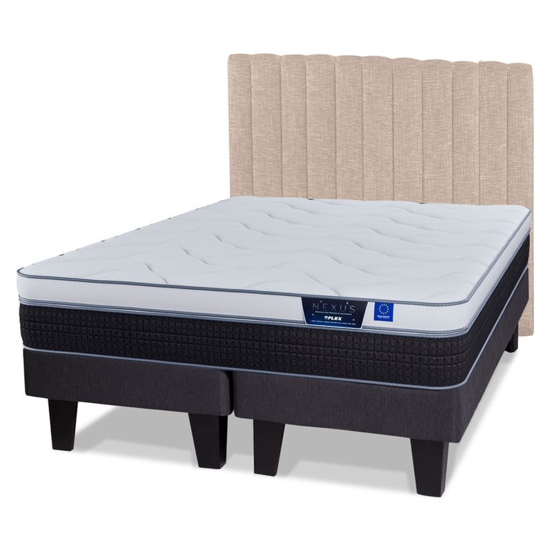 FLEX - Cama Europea Nexus 2 Plazas Box Bd + Respaldo Flex