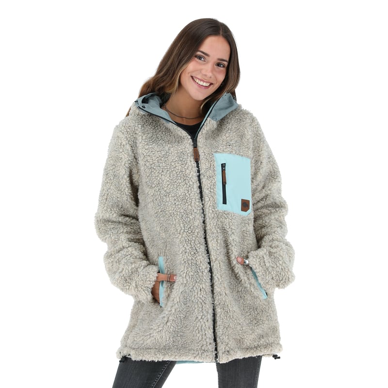 Parka Impermeable Camaleon Celeste Lana Jaspeado Mujer