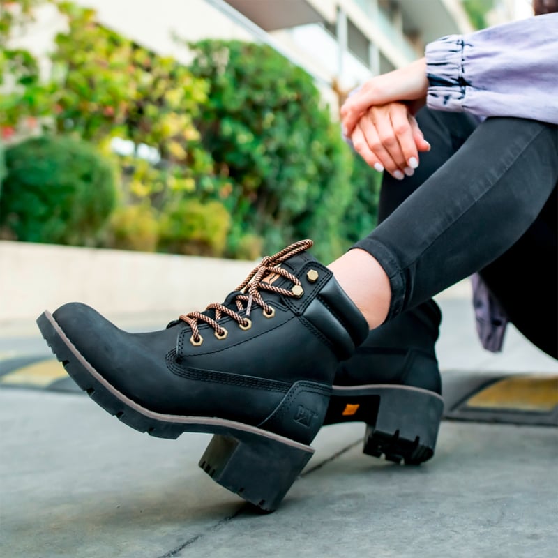 CAT Botin Mujer Cuero Negro Cat falabella
