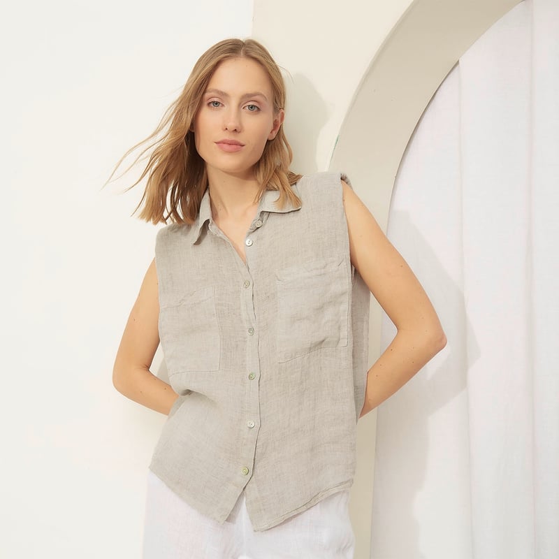 BASEMENT Blusa Sin Mangas Mujer Lino Italia Basement falabella