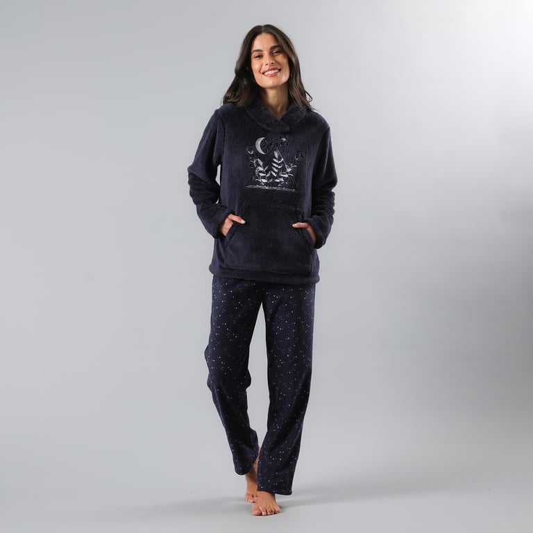 PIJAMA MANGA CORTA + PANT FLORES BLACK