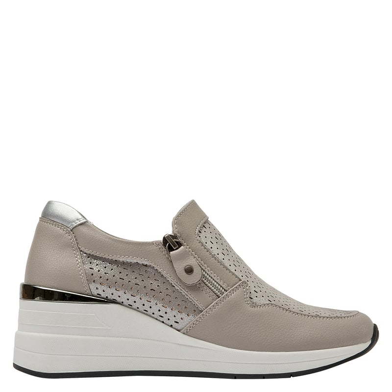 BRUNO ROSSI - Zapatilla Urbana Mujer Cuero Gris Bruno Rossi