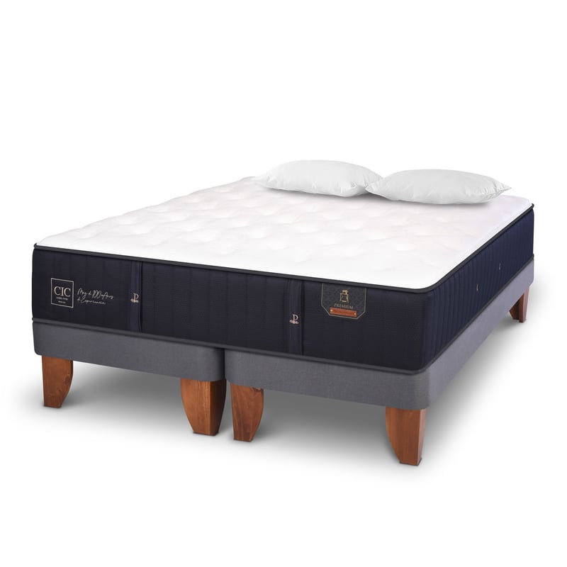 CIC - Cama Europea Premium King Base Dividida 180X200 Cm + Almohadas Cic