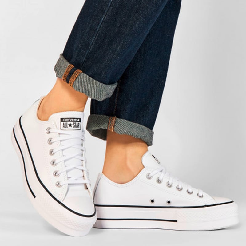 CONVERSE Chuck Taylor All Star Zapatilla Urbana Plataforma Mujer Cuero Blanco Converse falabella