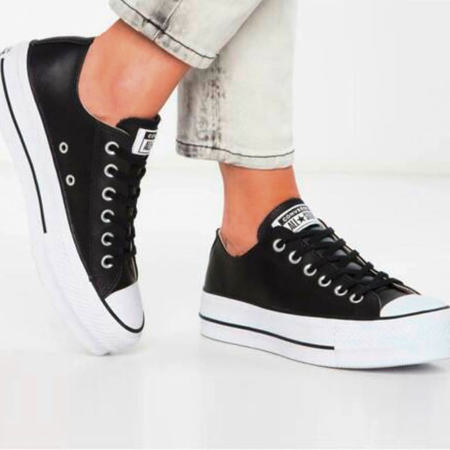 Converse negras mujer venta best sale