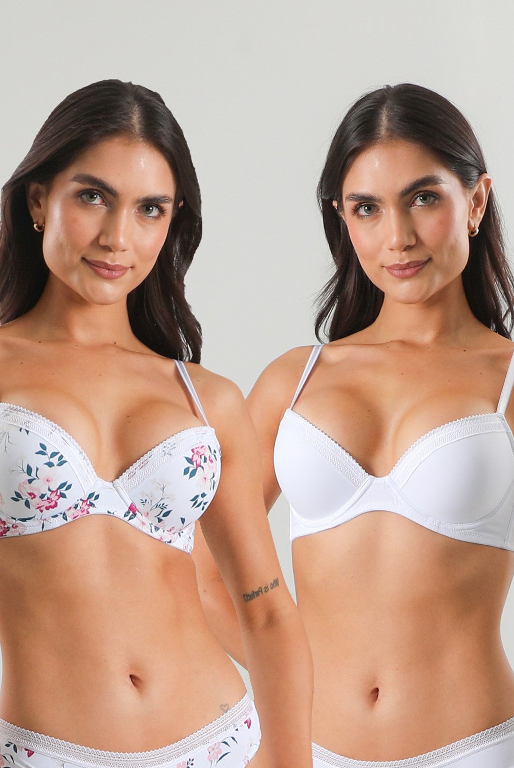 Pack De 2 Sostenes Balconet Push Up Micro Pr Mujer Flores