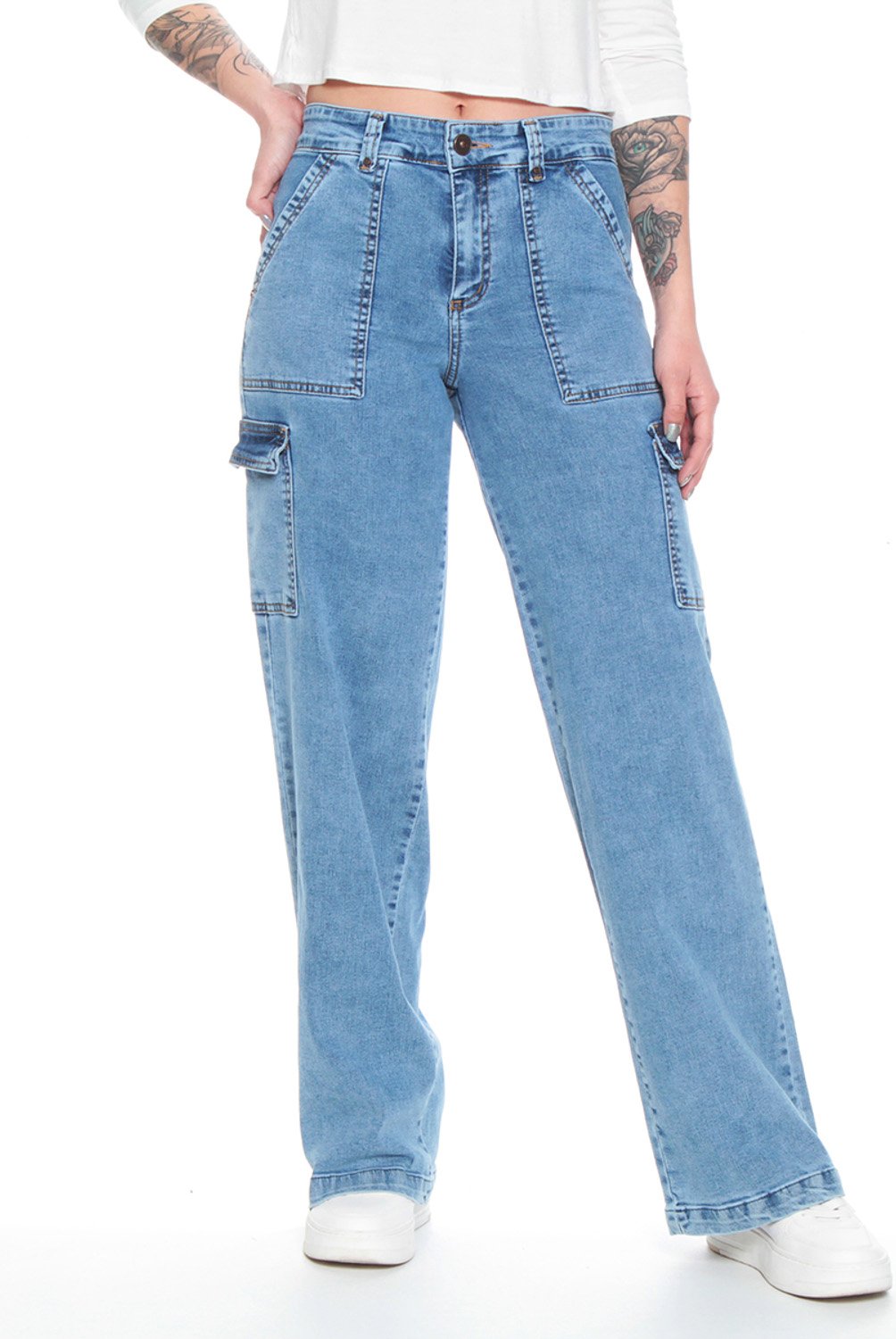 Jeans Recto Tiro Alto Mujer Wados