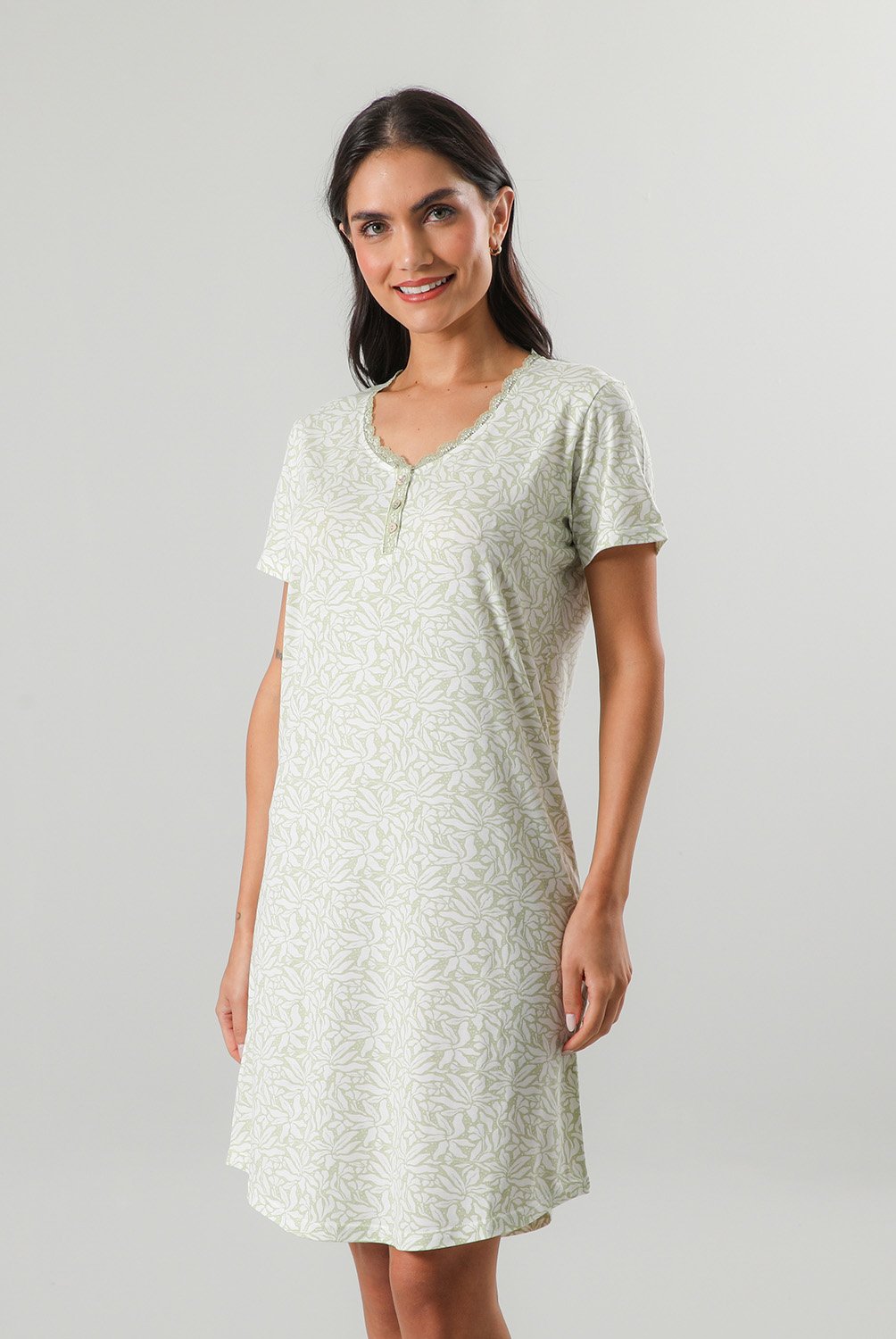 Camisola Abotonada Mujer Flores