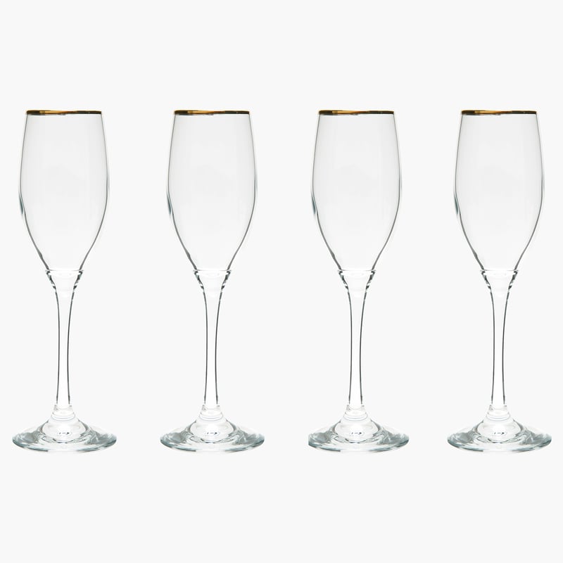 ROBERTA ALLEN - Set 4 Copas Vidrio Borde Dorado 180 ml Roberta Allen