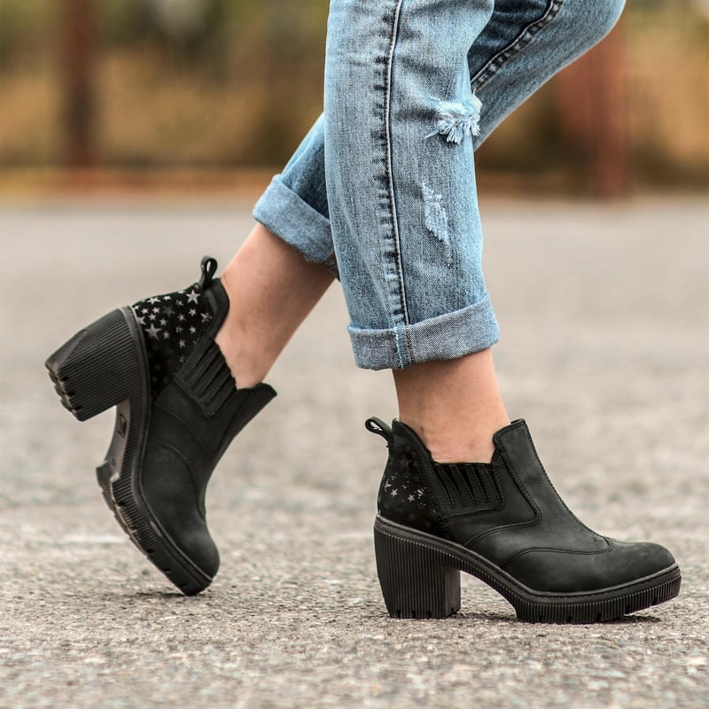 Botin Mujer Cuero Negro Cat