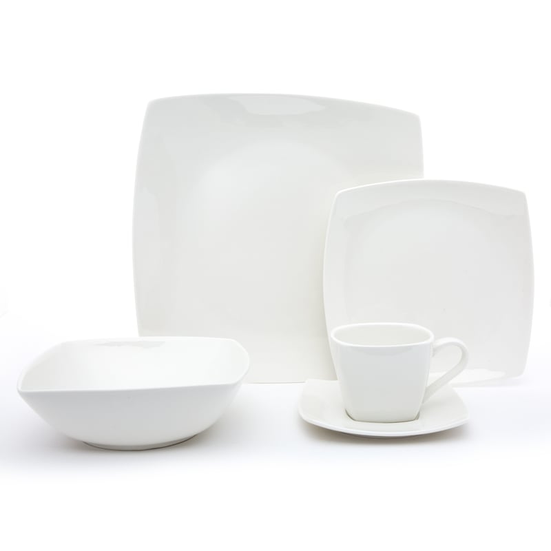 Juego de loza blanca cuadrada hotsell