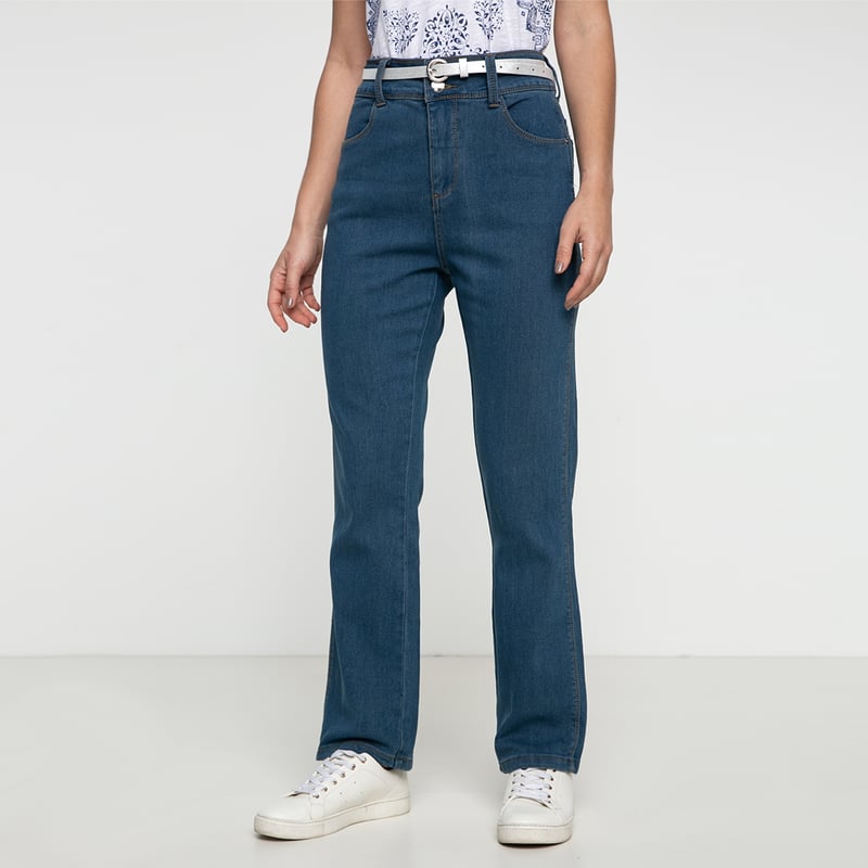 Jeans Recto Tiro Alto Mujer Newport
