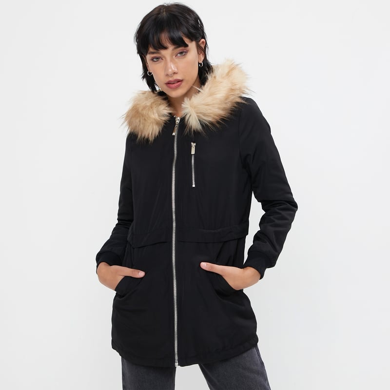 Americanino Parka Gorro Pelo Desmontable Mujer