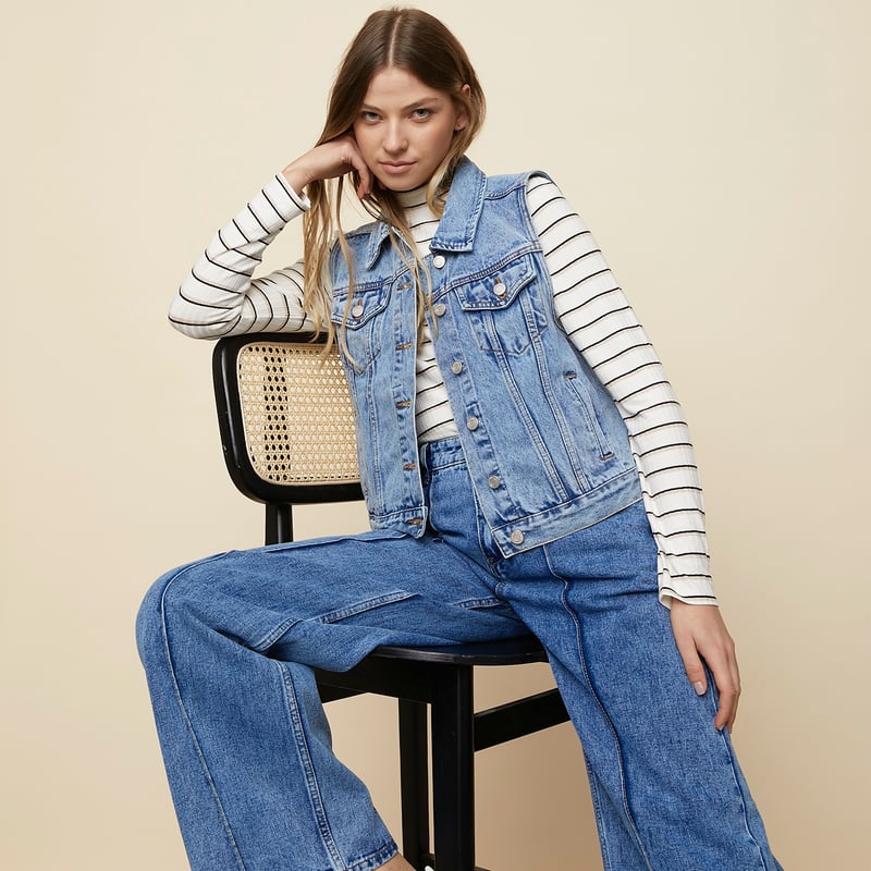 Chaqueta de jeans sin manga mujer sale