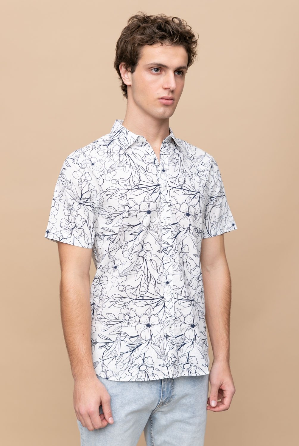 BASEMENT Basement Camisas Casuales Manga Corta Lino Orgánico Hombre ...
