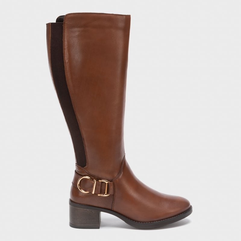 APOLOGY Bota Larga Mujer Cuero Cafe Apology falabella