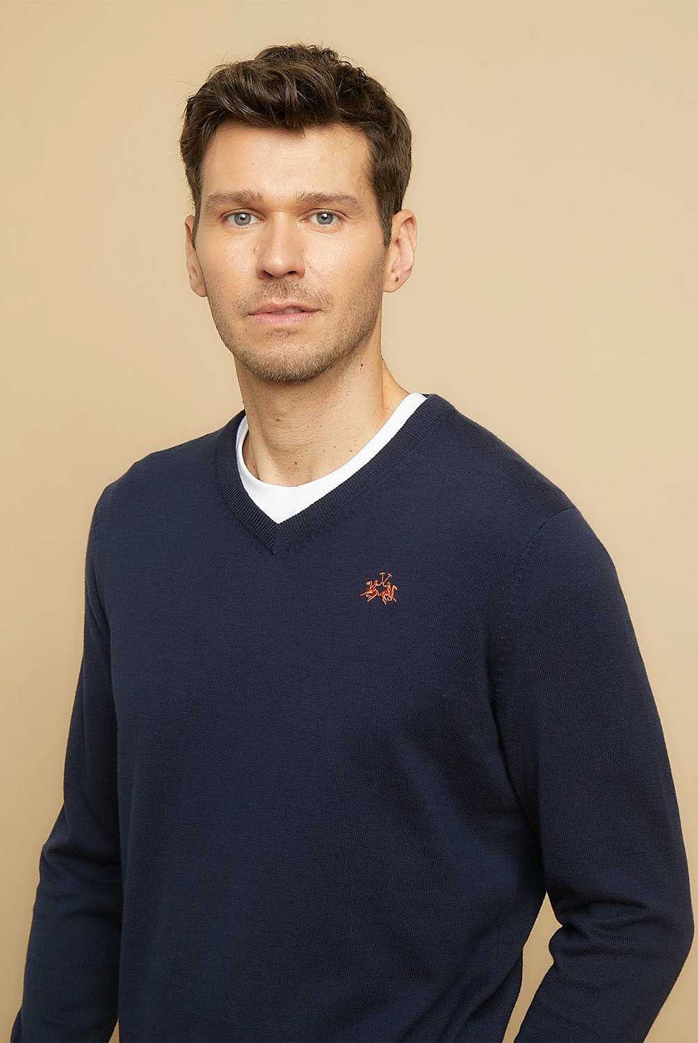 La Martina White Cotton Men Sweater with Hood and Zip Pockets