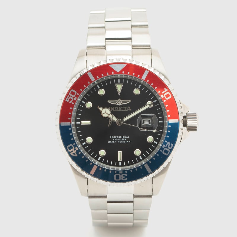 orologio uomo Invicta quadrante arancione cinturino metallo nero