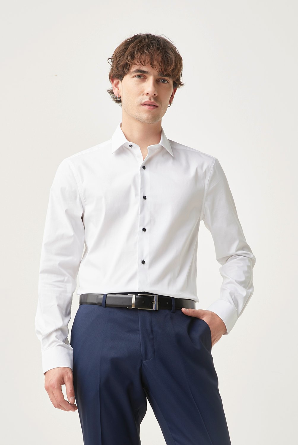 Camisa De Vestir Manga Larga Algodon Hombre Basement