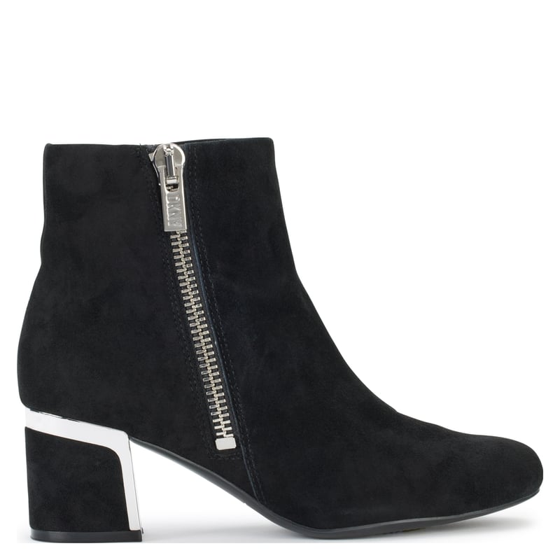 Bottes Mi-montantes DKNY En Cuir Noir - Talons Fins, Taille 38.5 EU (7 US), Occasion En Bon état - Fabriqué En Italie, Style Escarpin