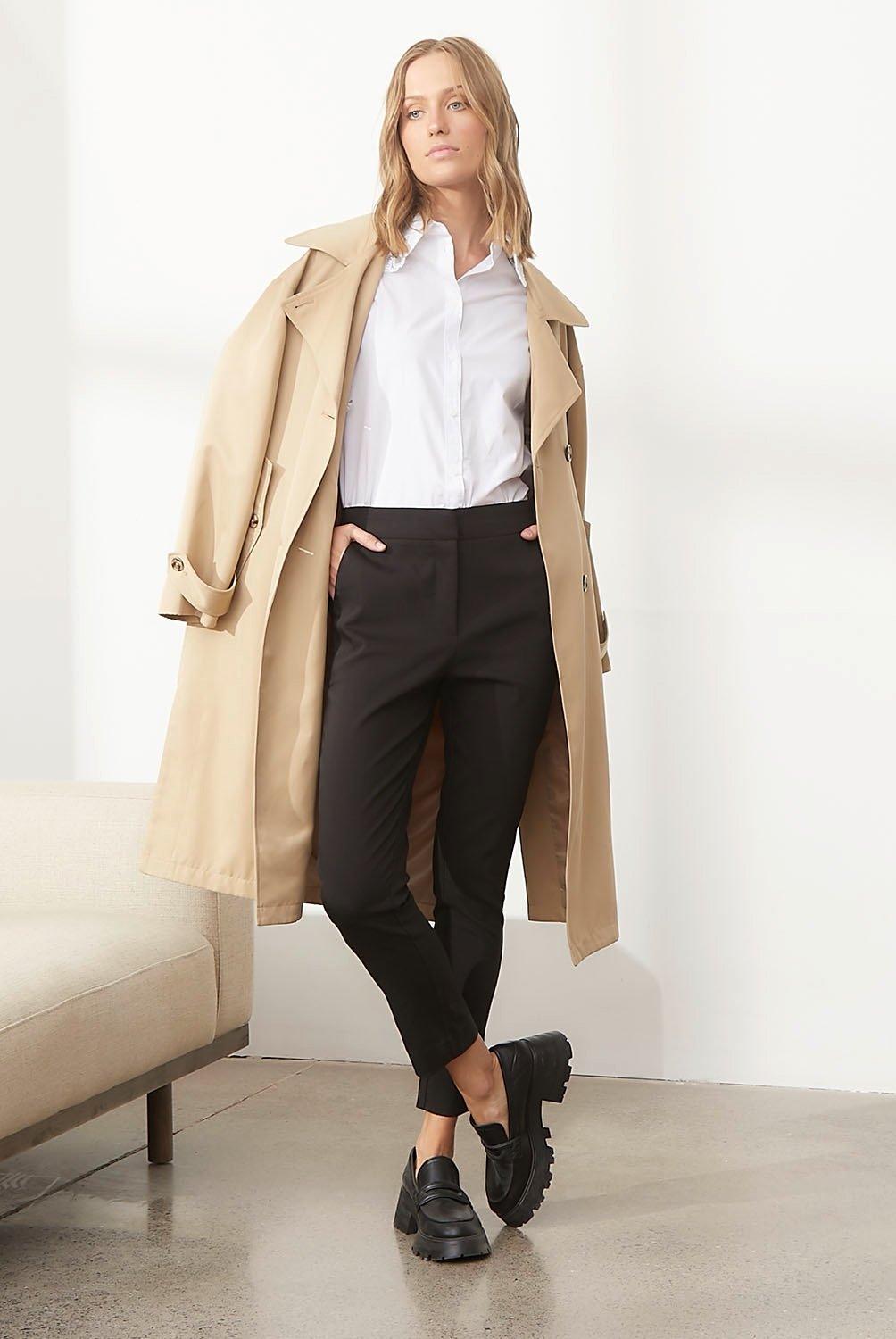 Pantalon Sastre Slim Tiro Alto Mujer Basement
