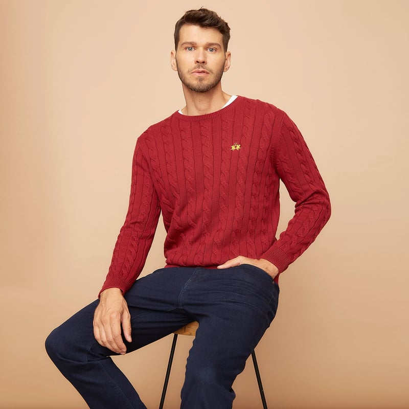 La Martina Blue Cotton Men's Hooded Sweater