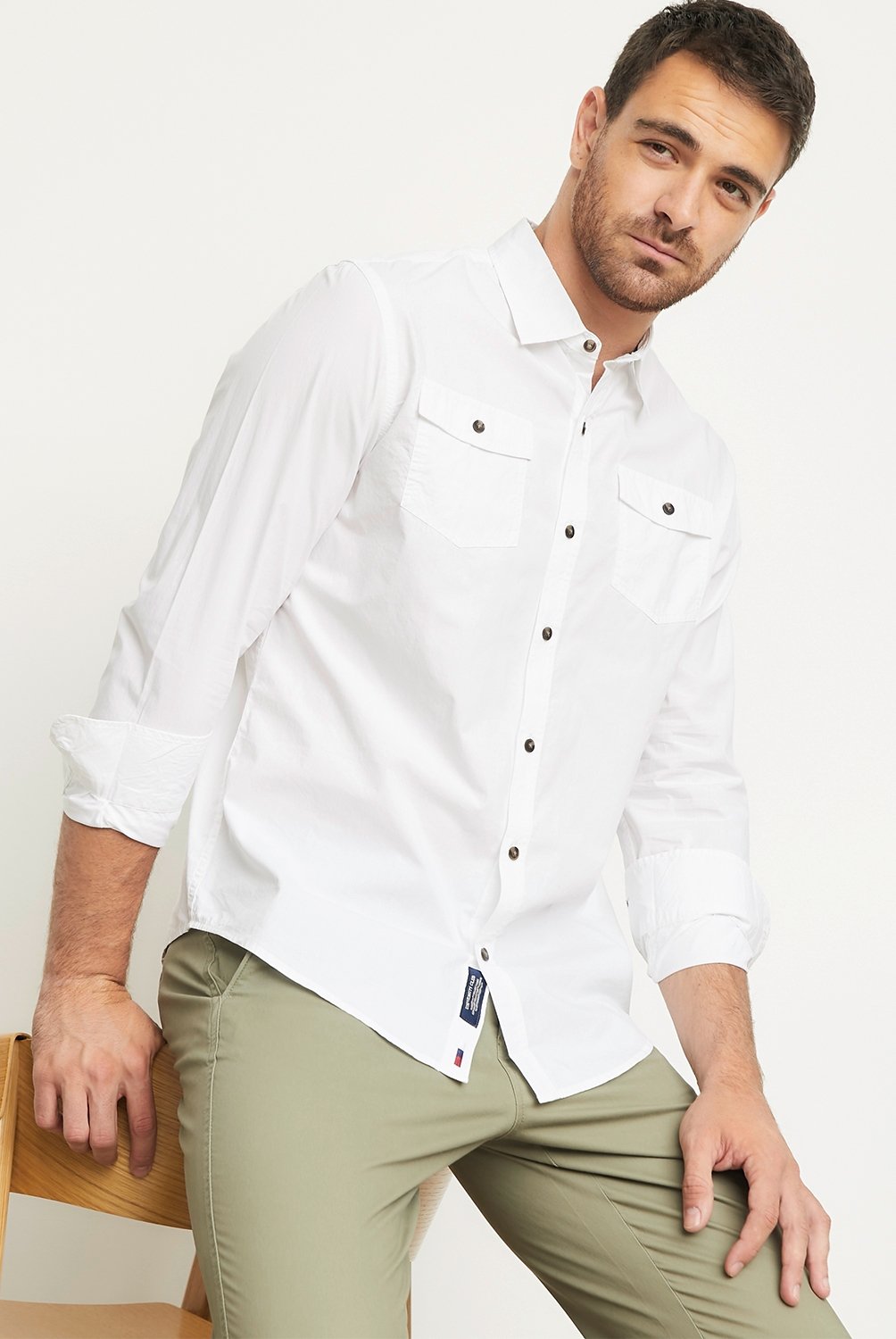CAMISA MANGA LARGA ALGODÓN HOMBRE DOCKERS BEIGE CASUAL