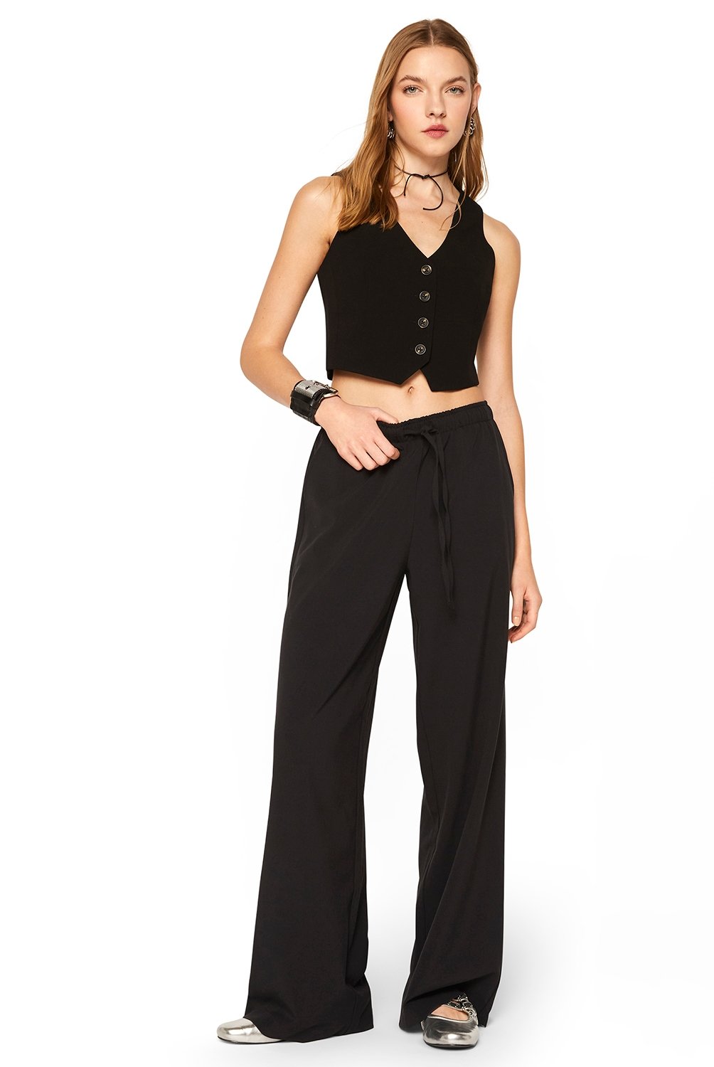 Pantalón Palazzo Pantalones De Tela Falabella Pantalón Wide Leg