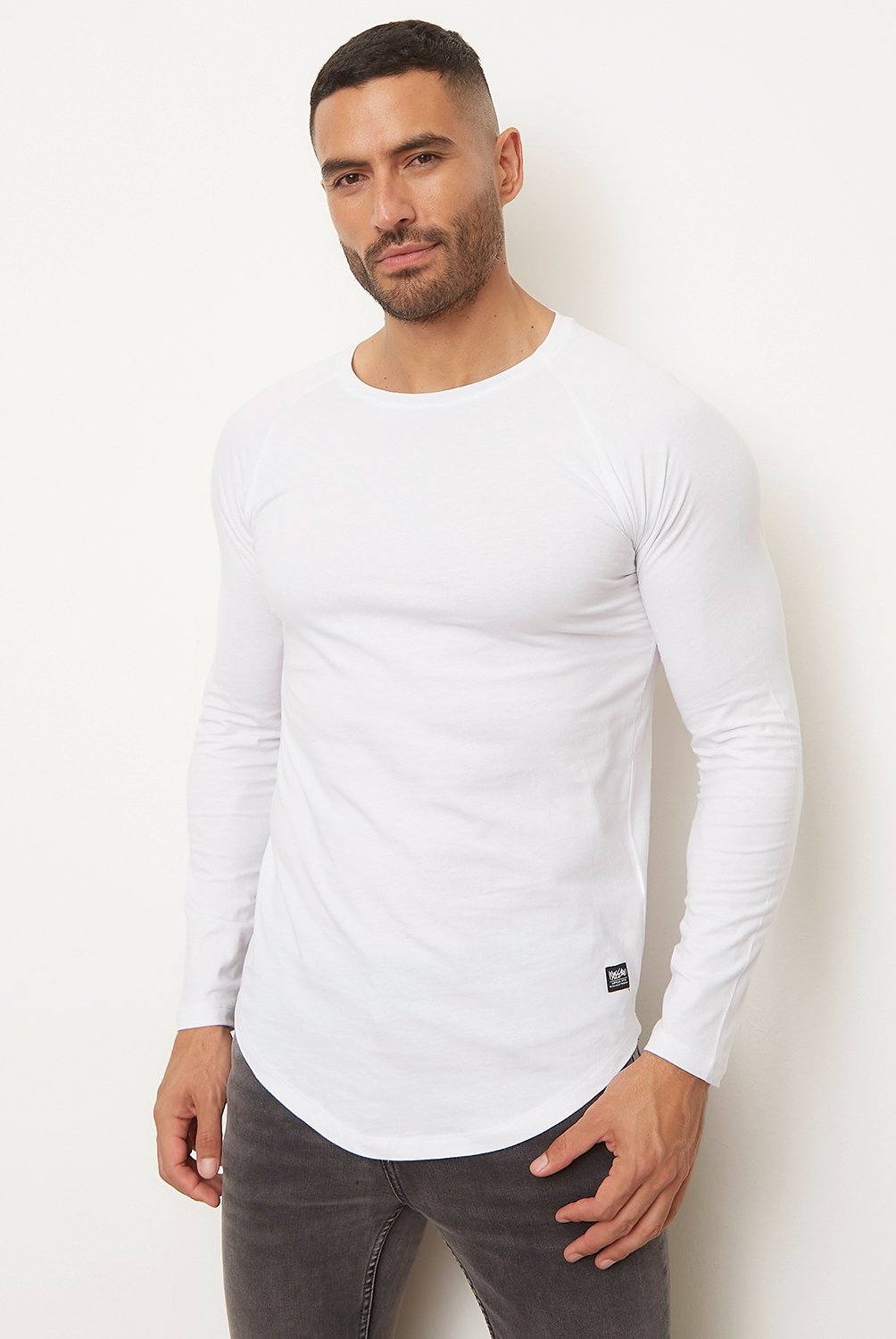 MOSSIMO - Polera Lisa Manga Larga Cuello Redondo Algodón Hombre Mossimo