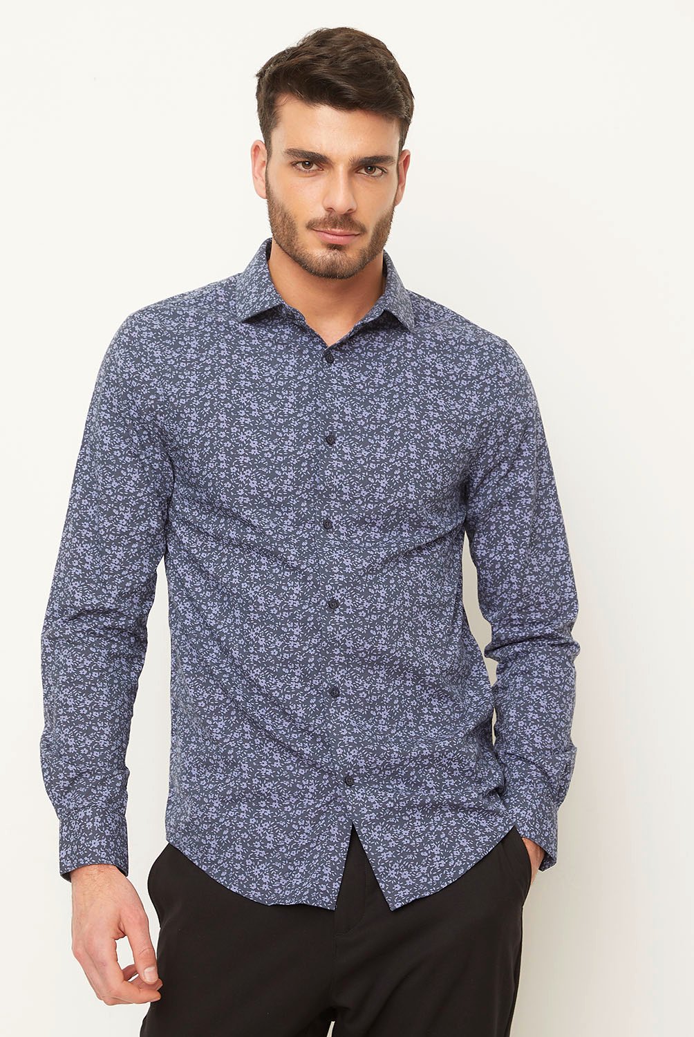 BASEMENT - Camisa Manga Larga Casual Hombre Basement