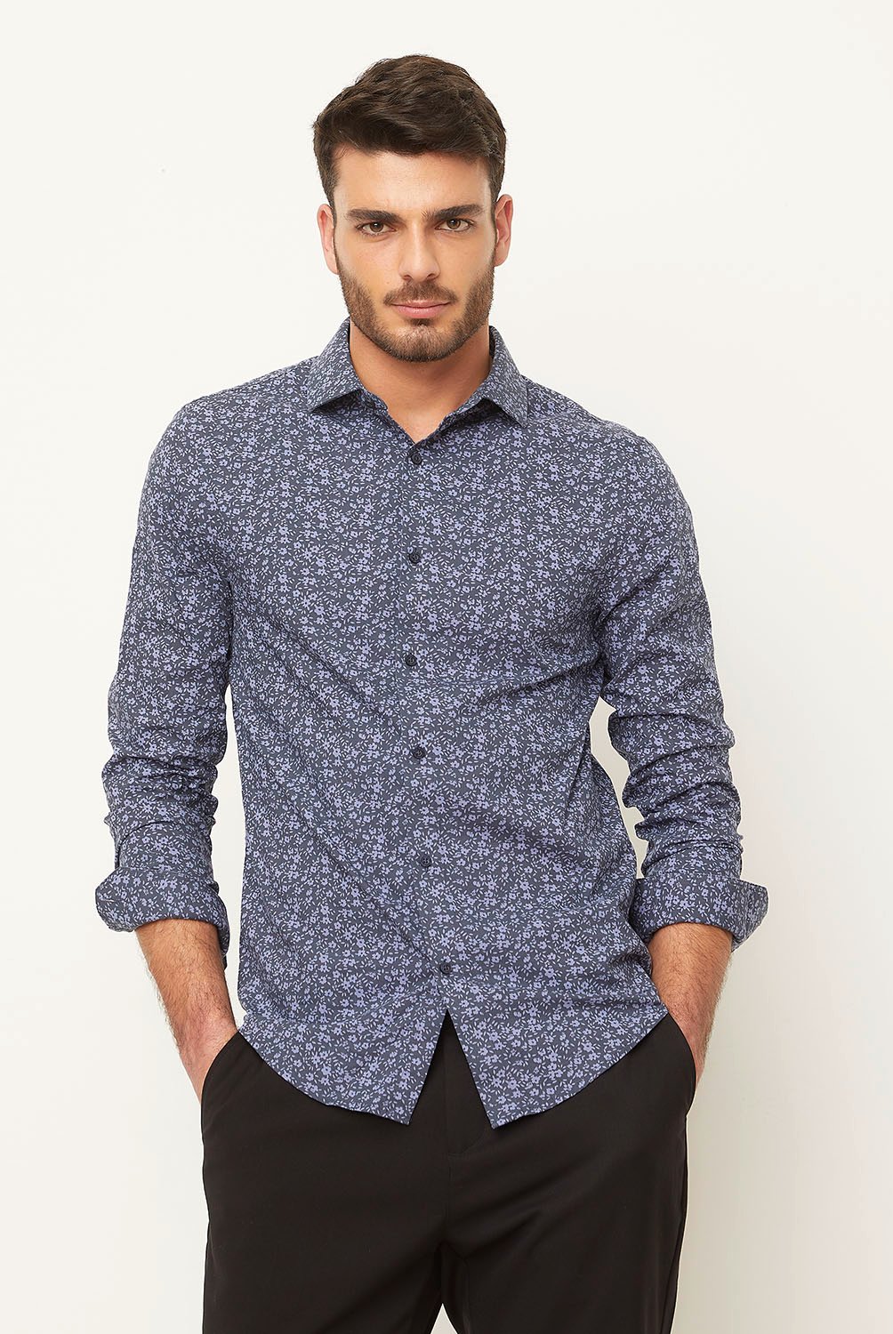 BASEMENT - Camisa Manga Larga Casual Hombre Basement